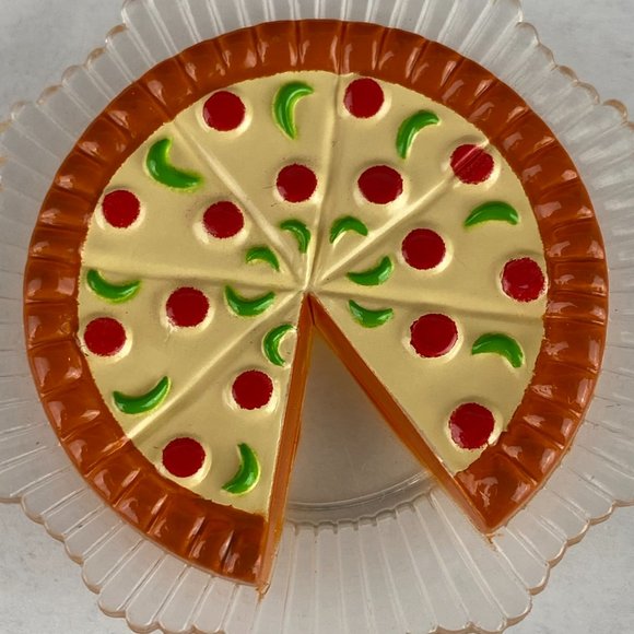 Barbie Pretend Play Food Pizza or Pie on Clear Dish Kids Accessory Playset Toy - Picture 3 of 5